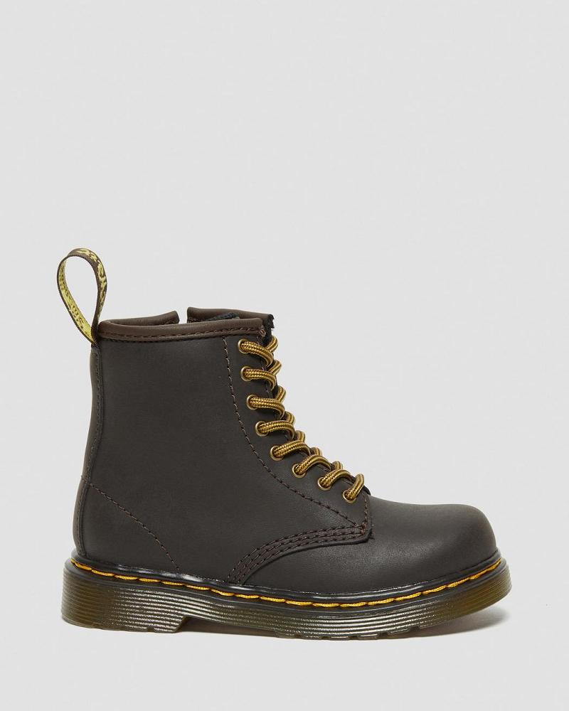 Dark / Brown Kids' Dr Martens Toddler 1460 Wildhorse Leather Lace Up Boots | CA 706OKI